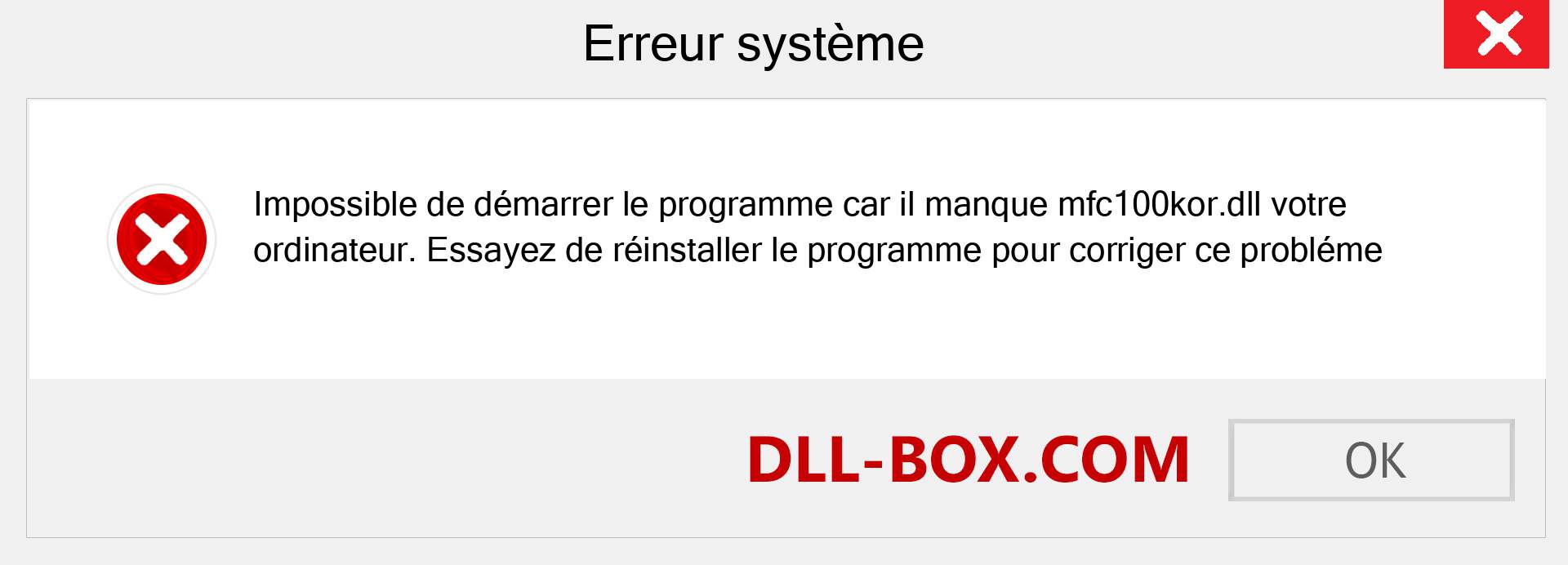 Le fichier mfc100kor.dll est manquant ?. Télécharger pour Windows 7, 8, 10 - Correction de l'erreur manquante mfc100kor dll sur Windows, photos, images